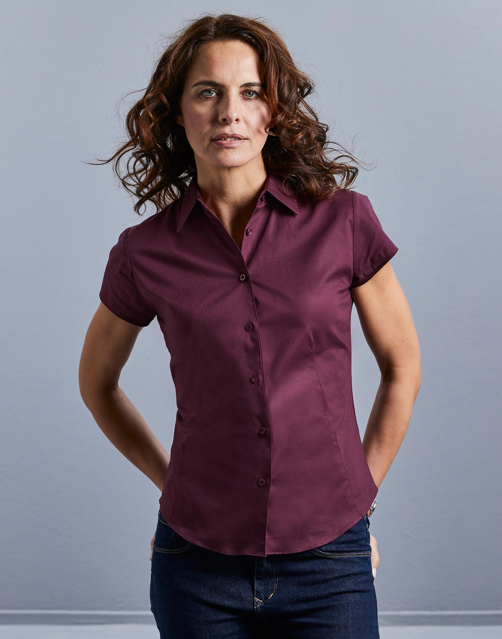  Ladies' Easy Care Fitted Shirt in Farbe White