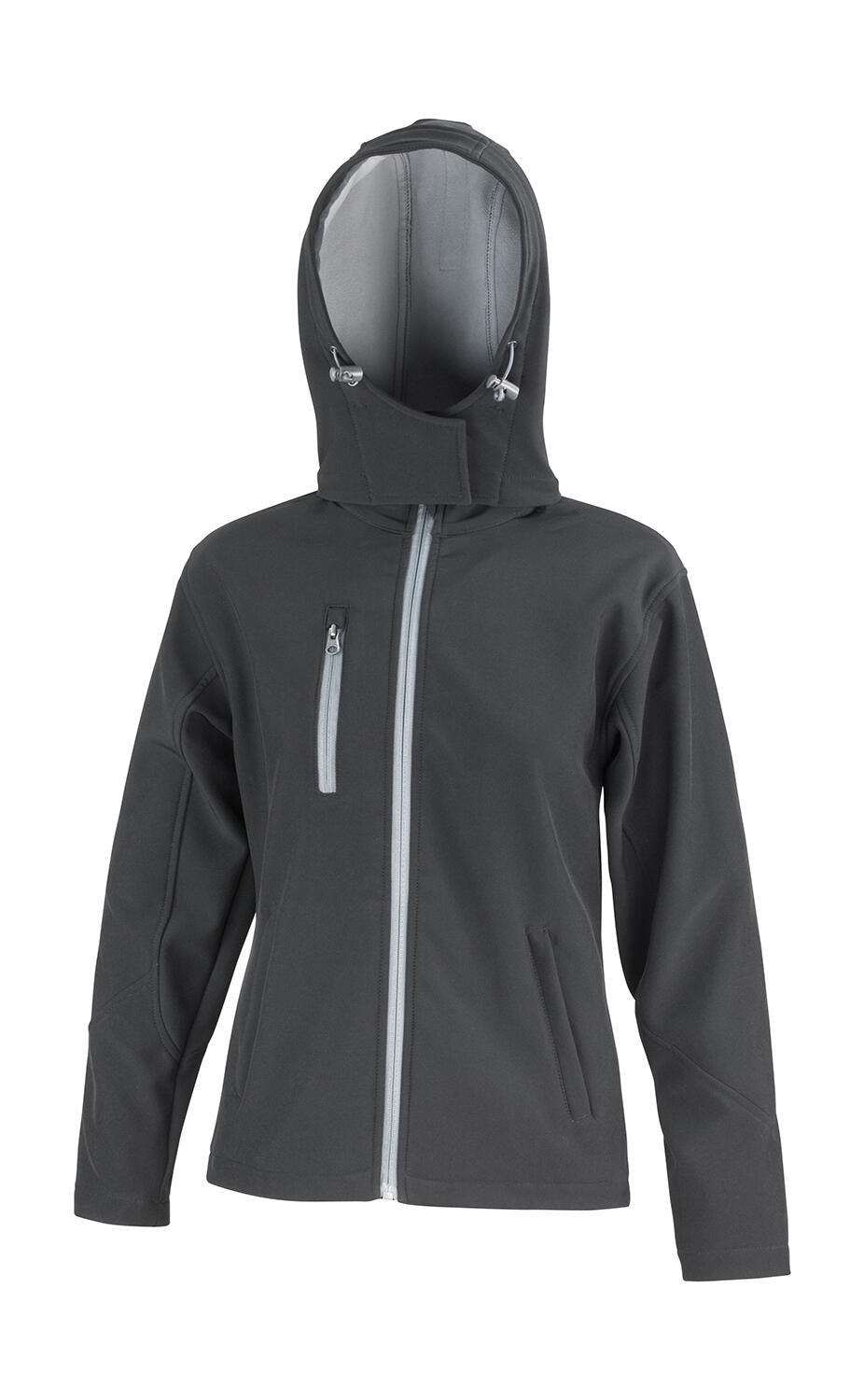 Ladies TX Performance Hooded Softshell Jacket in Farbe Black/Grey