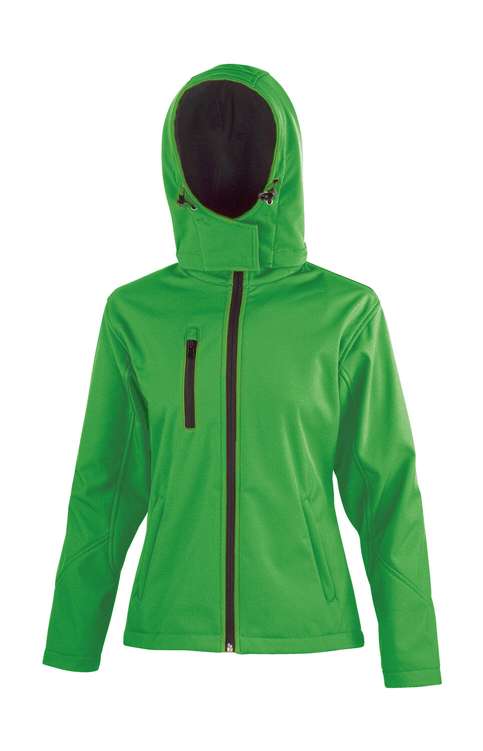 Ladies TX Performance Hooded Softshell Jacket in Farbe Vivid Green/Black