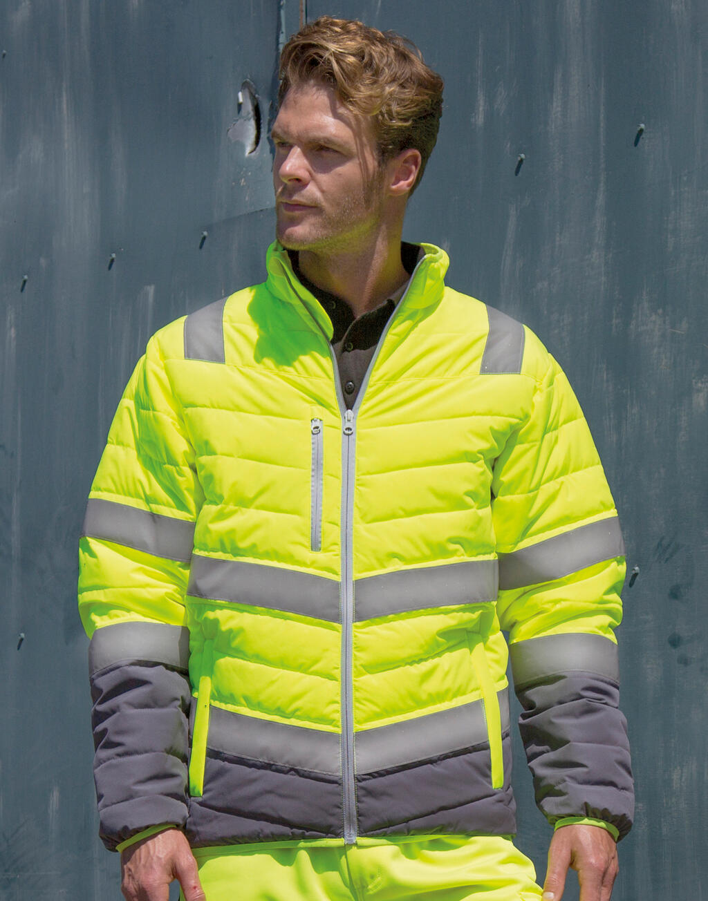  Soft Padded Safety Jacket in Farbe Fluo Orange/Grey