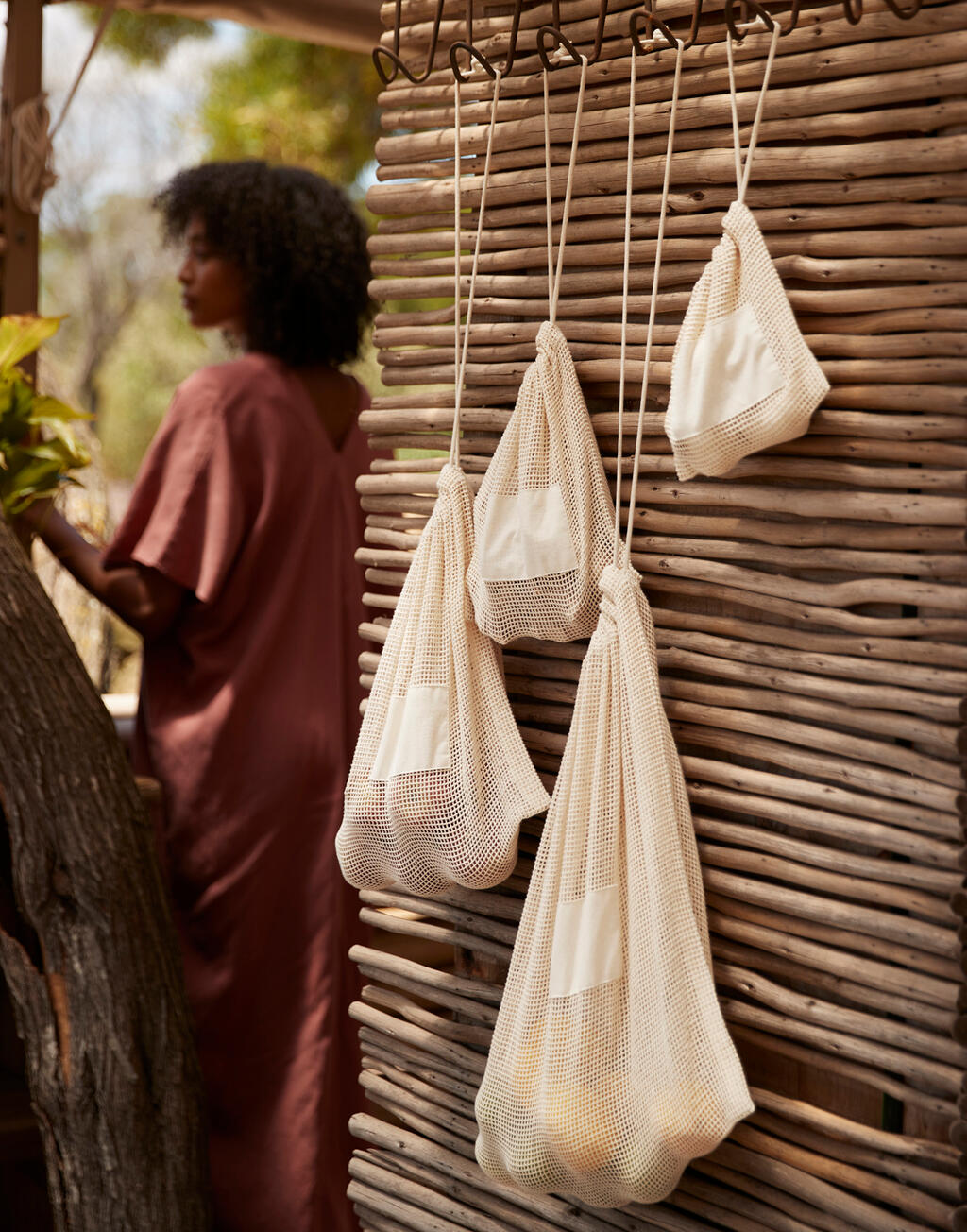 Organic Cotton Mesh Sacks in Farbe Natural