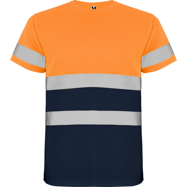 Hochsichtbares T-Shirt Delta Navy Blue/Fluor Orange in Farbe Navy/Fluor Orange
