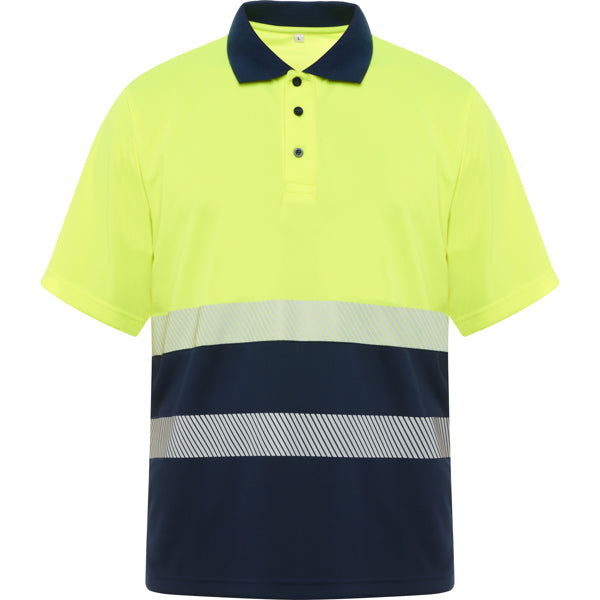 Hochsichtbares Poloshirt Vega in Farbe Navy/Fluor Yellow