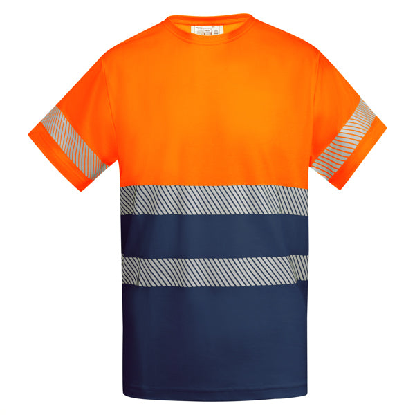 Hochsichtbares T-Shirt Tauri Navy Blue/Fluor Orange in Farbe Navy/Fluor Orange