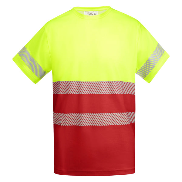 Hochsichtbares T-Shirt Tauri Job Red/Fluor Yellow in Farbe Rojo Laboral/Amarillo Flúor