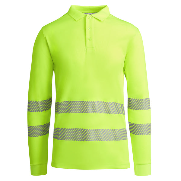 Hochsichtbares Langärmliges Poloshirt Atrio  in Farbe Fluor Yellow