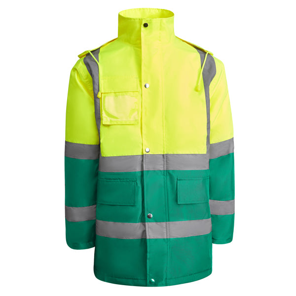 Hochsichtbarer Parka Merak  in Farbe Garden Green/Fluor Yellow
