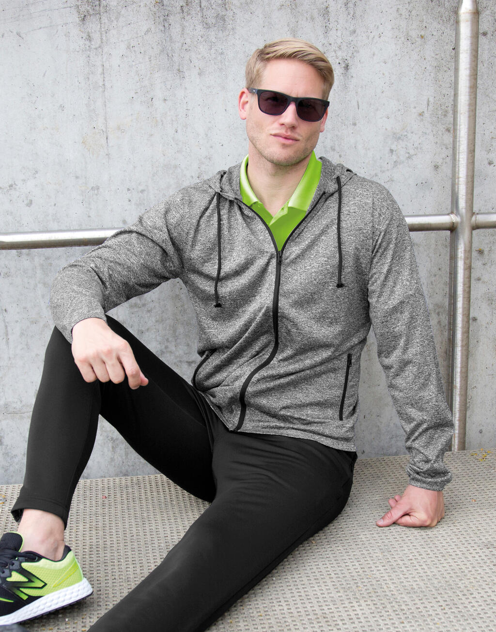  Men's Hooded Tee-Jacket in Farbe Marl Grey