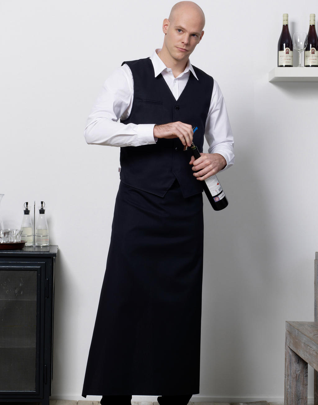  London Long Bistro Apron in Farbe White