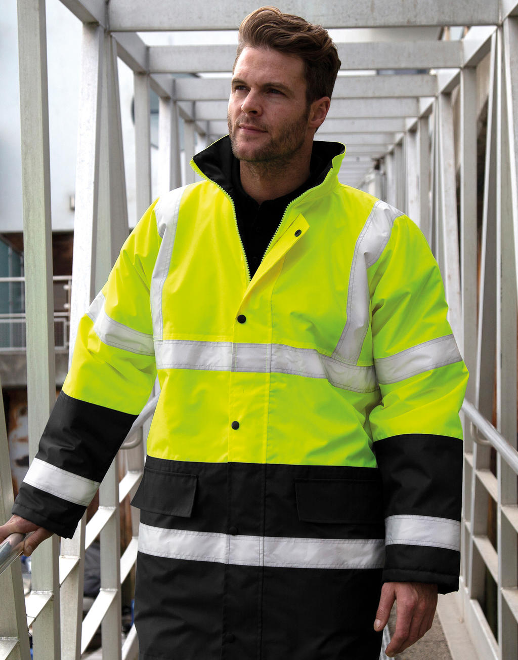  Core Motorway 2-Tone Safety Coat in Farbe Fluorescent Orange/Black
