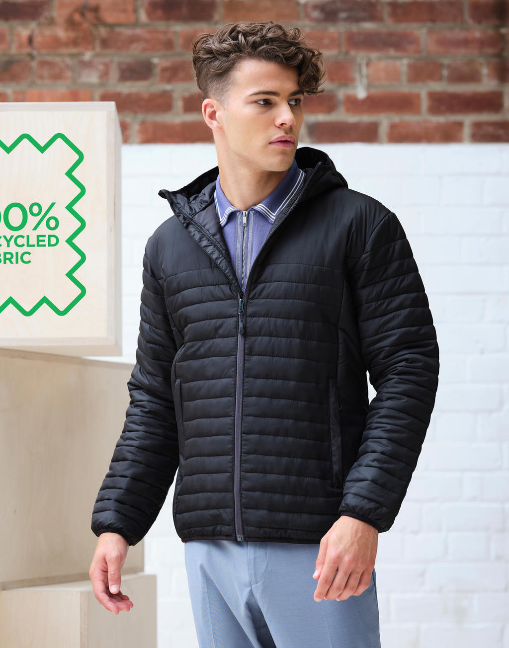  Honestly Made Recycled Ecodown Thermal Jacket in Farbe Black