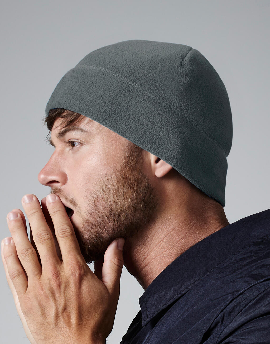  Recycled Fleece Pull-On Beanie in Farbe Black
