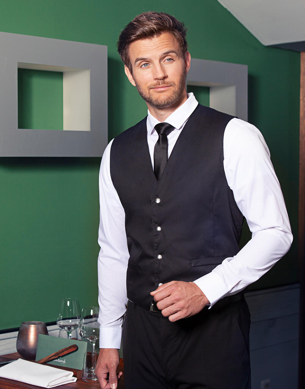  Men's Waistcoat Kai in Farbe Black