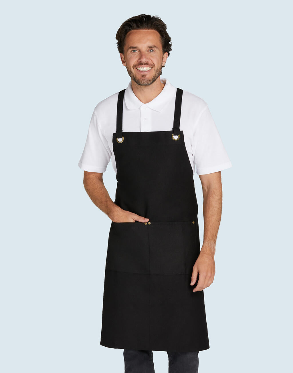PROVENCE - Crossover Eyelets Bib Apron with Pocket - ShirtStore