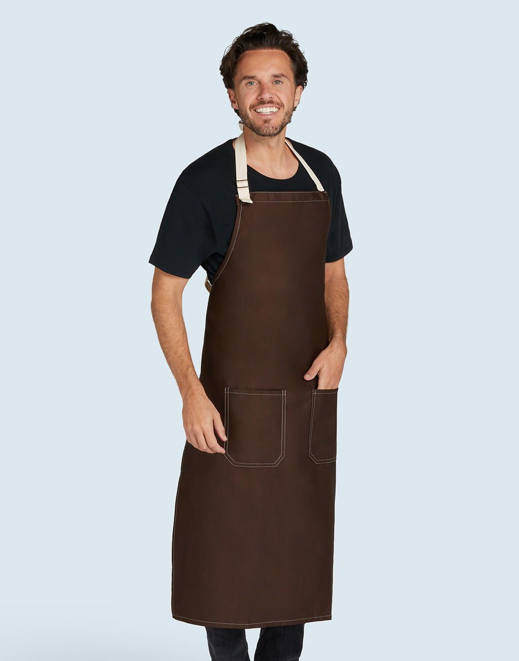 SANTORINI - Contrasted Bib Apron with Pocket - ShirtStore