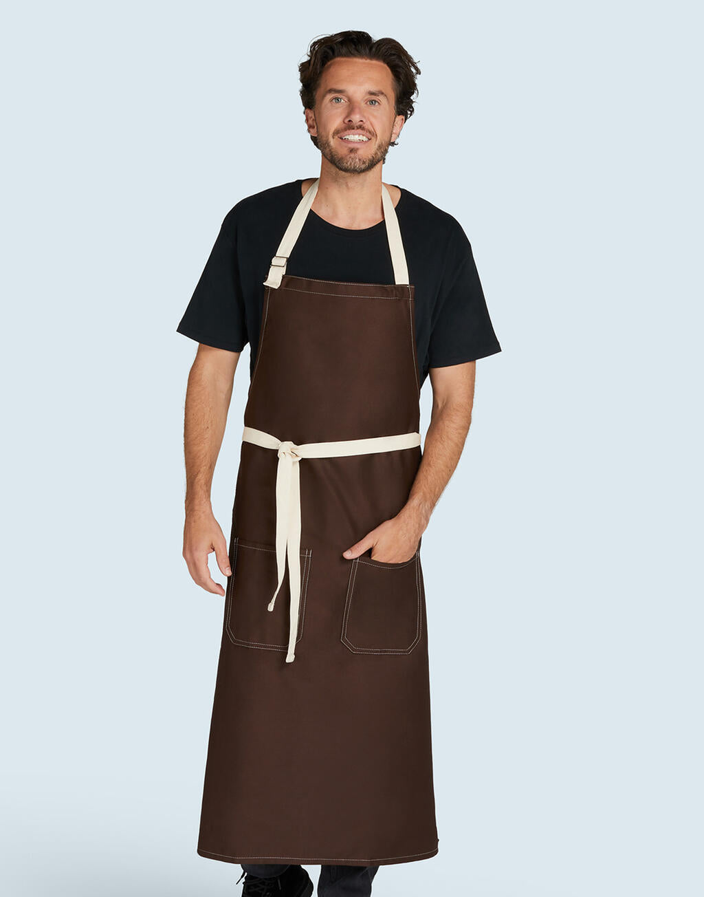 SANTORINI - Contrasted Bib Apron with Pocket - ShirtStore