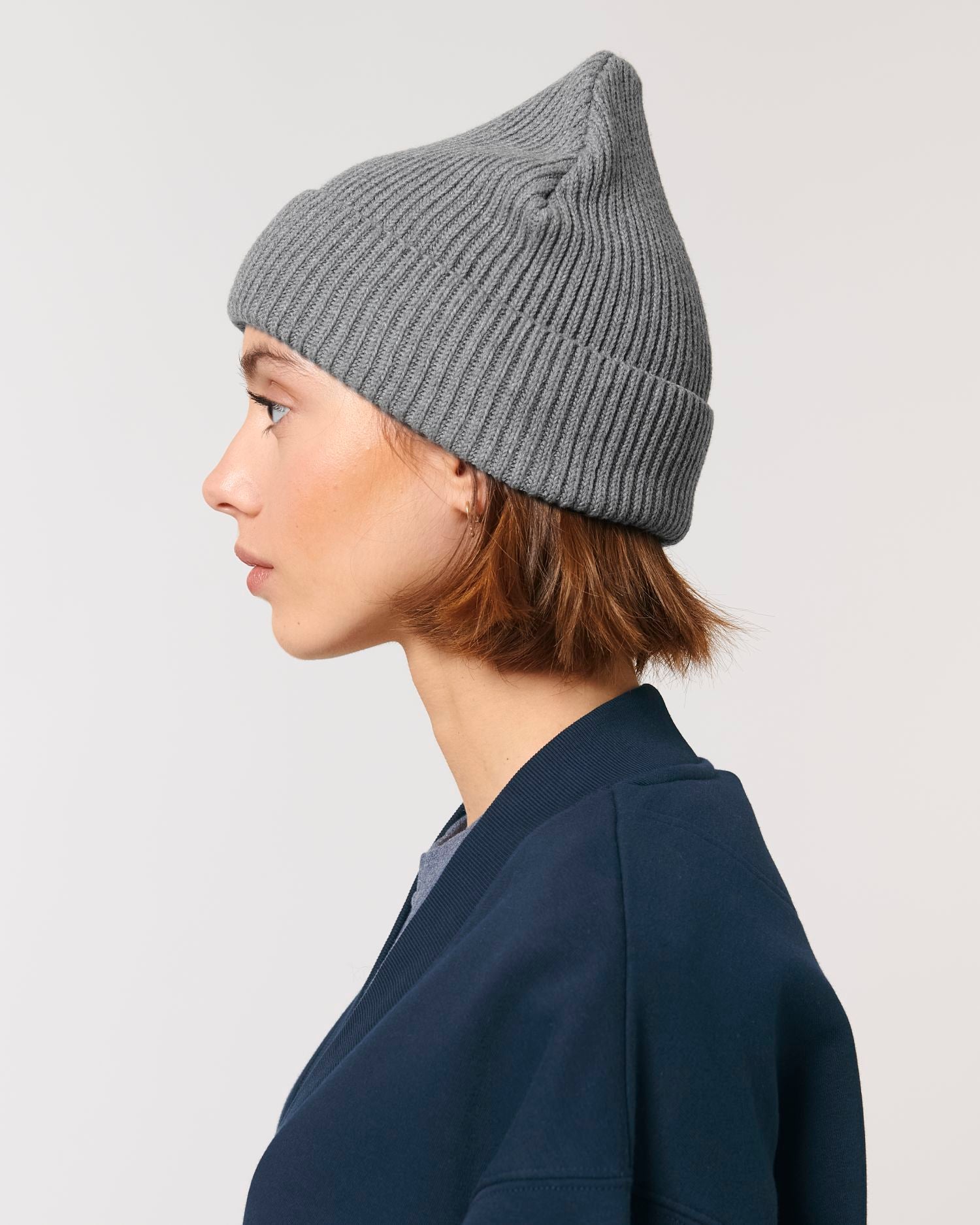  Fisherman Beanie in Farbe Mid Heather Grey