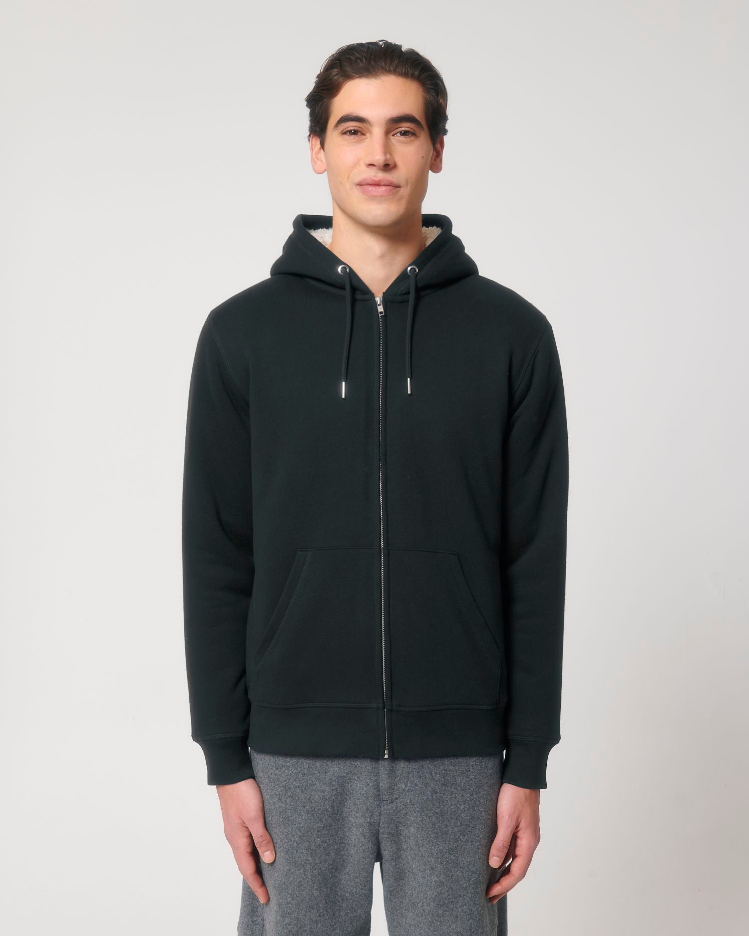 Zip-thru sweatshirts Hygger Sherpa in Farbe Black