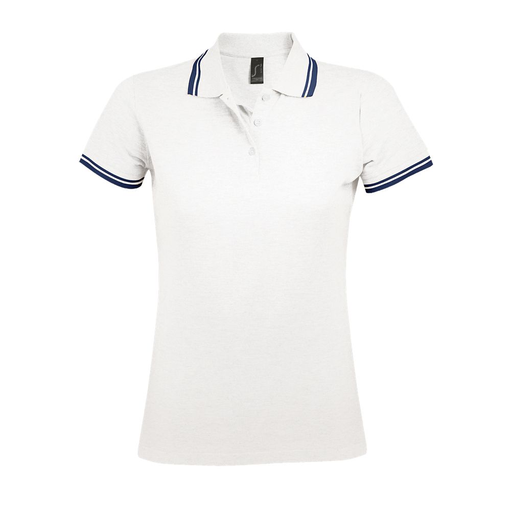 Pasadena Women Damen Poloshirt Kurzarm in Farbe White / Navy
