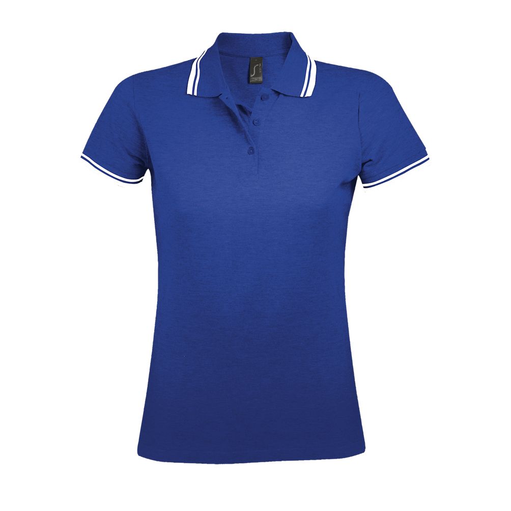 Pasadena Women Damen Poloshirt Kurzarm in Farbe Royal blue / White