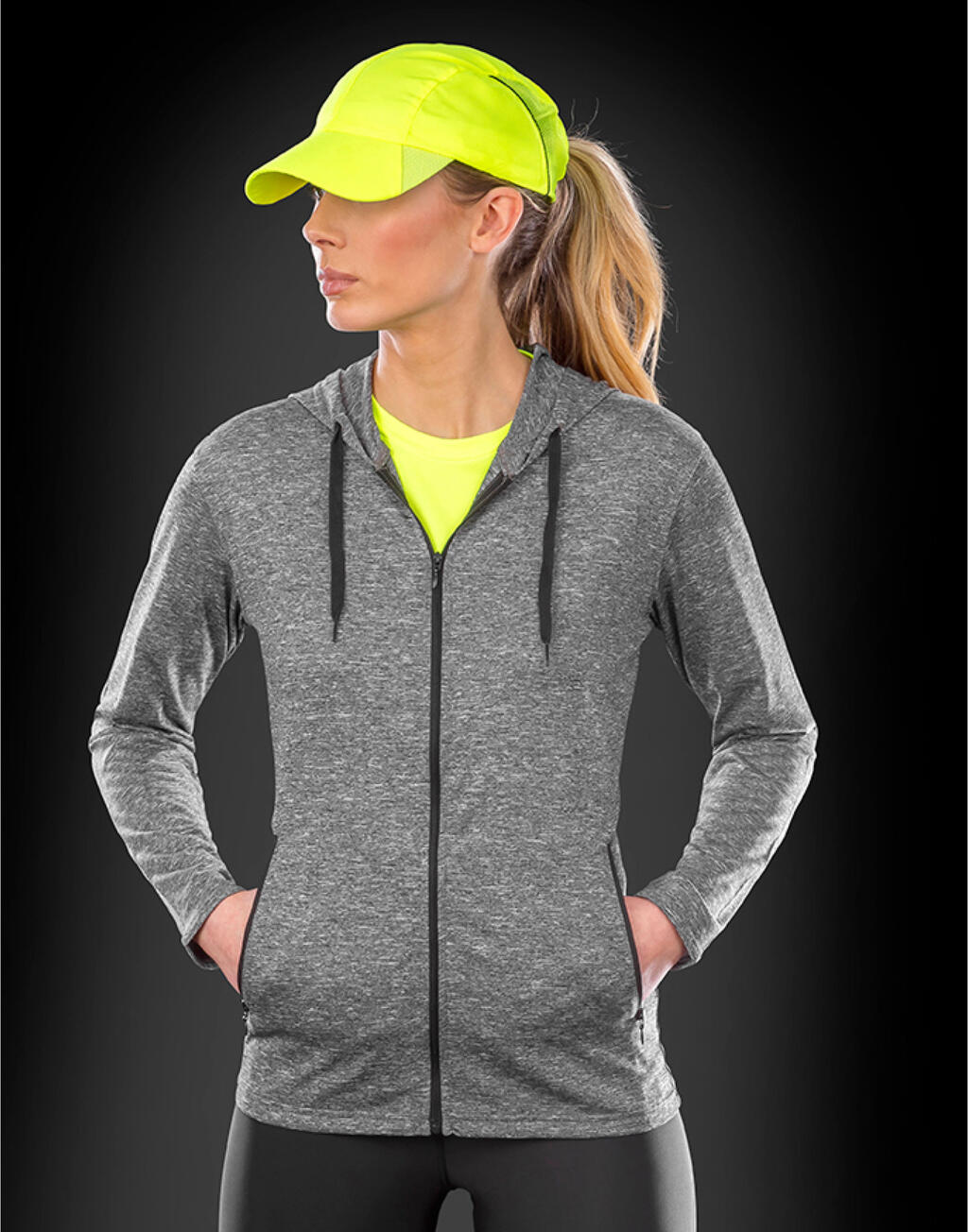  Women's Hooded Tee-Jacket in Farbe Marl Grey
