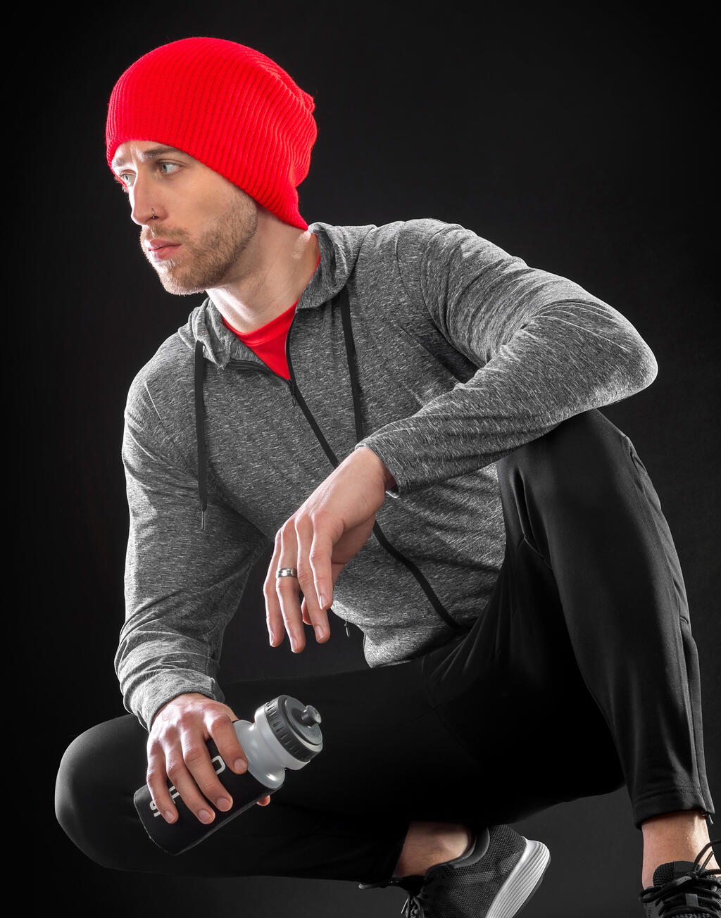  Men's Hooded Tee-Jacket in Farbe Marl Grey