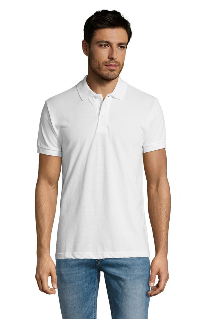 Prime Men Herren Polycotton Poloshirt Kurzarm in Farbe White
