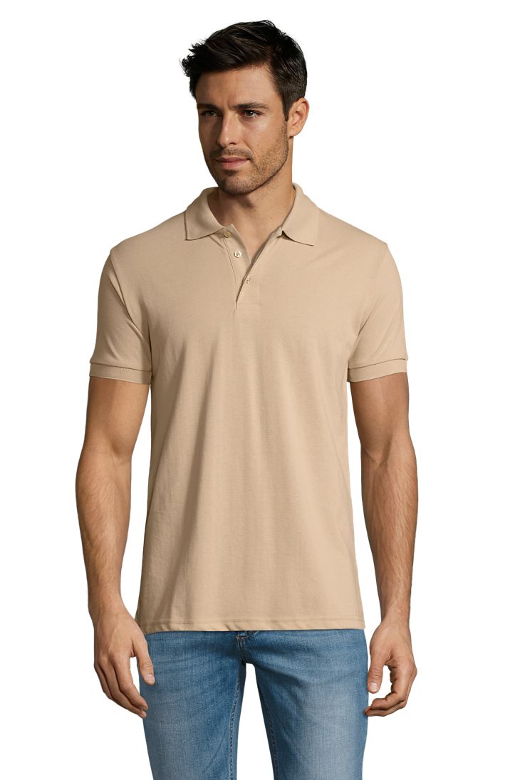 Prime Men Herren Polycotton Poloshirt Kurzarm in Farbe Sand
