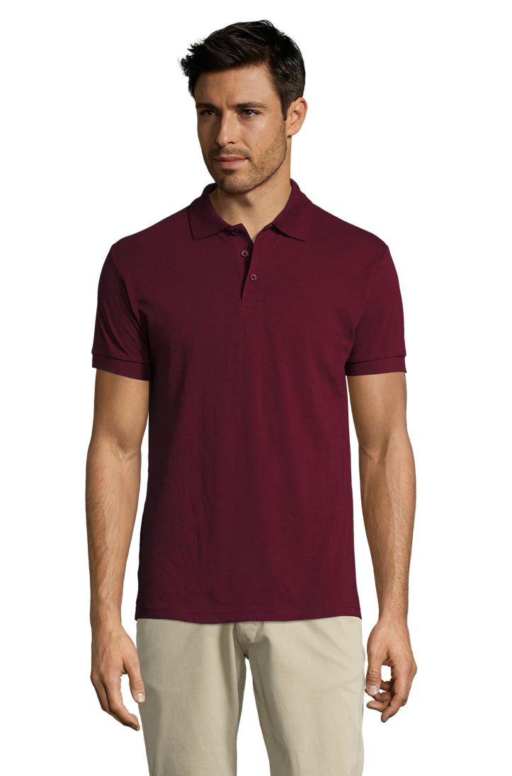 Prime Men Herren Polycotton Poloshirt Kurzarm in Farbe Burgundy