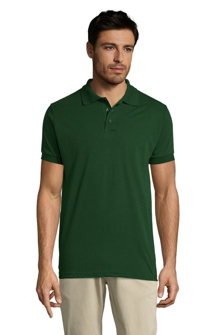 Prime Men Herren Polycotton Poloshirt Kurzarm in Farbe Bottle green