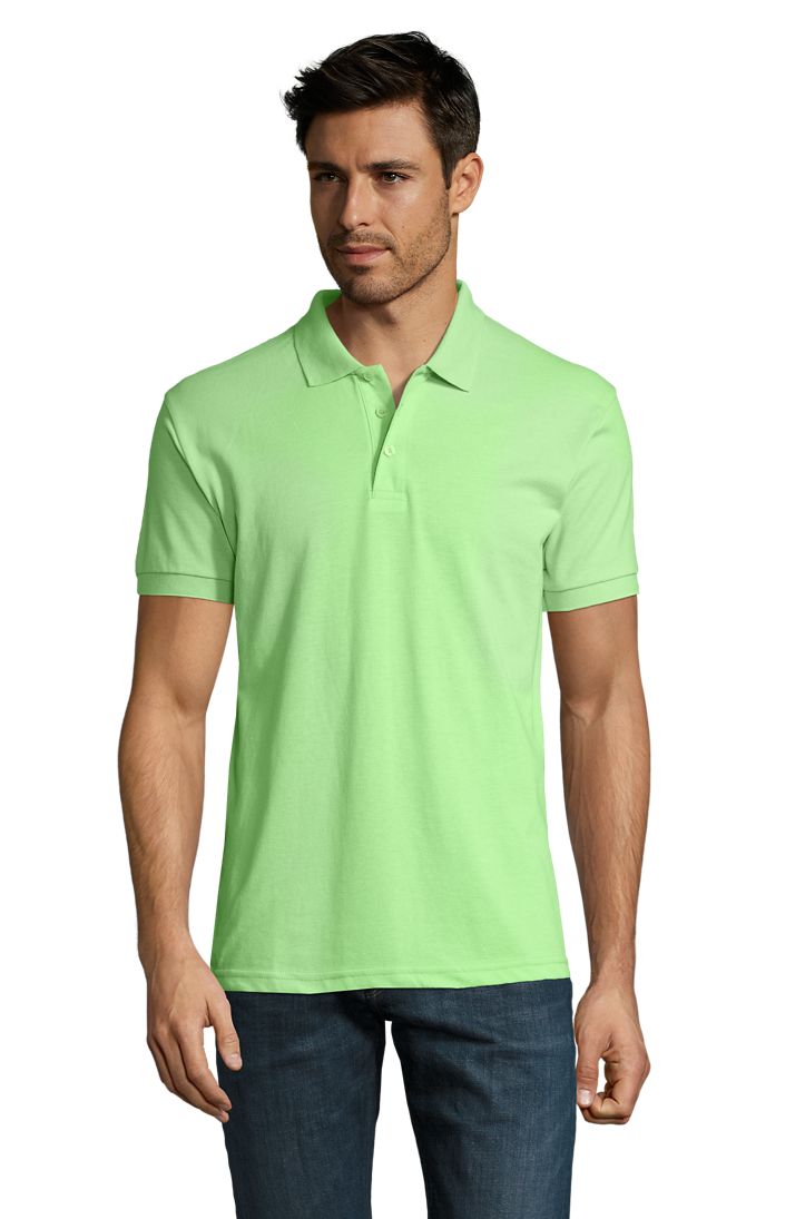 Prime Men Herren Polycotton Poloshirt Kurzarm in Farbe Apple green
