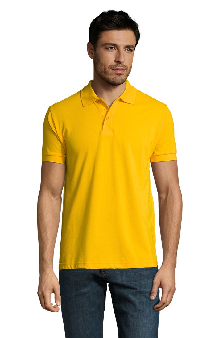 Prime Men Herren Polycotton Poloshirt Kurzarm in Farbe Gold