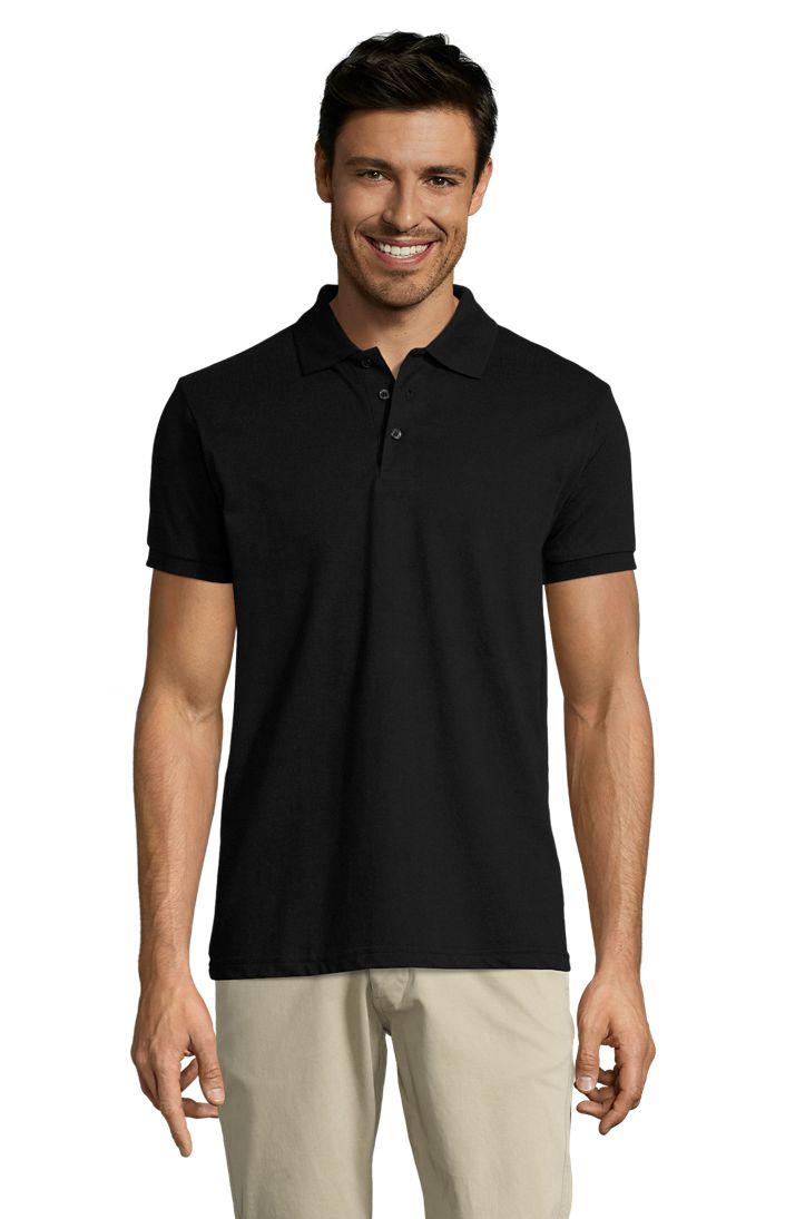 Prime Men Herren Polycotton Poloshirt Kurzarm in Farbe Black