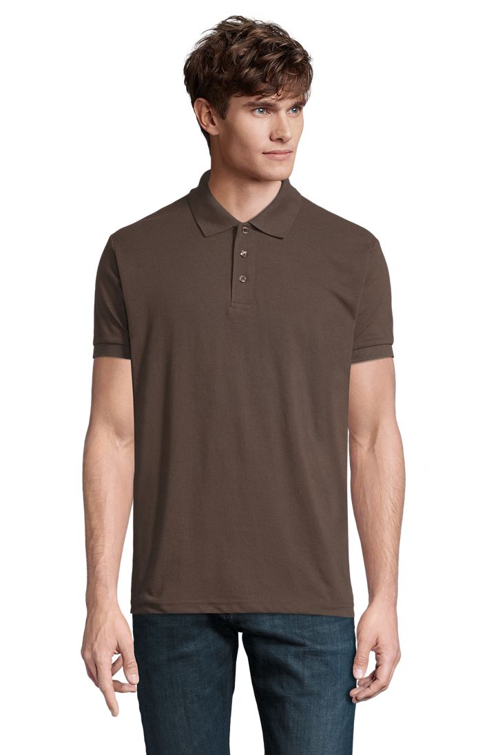 Prime Men Herren Polycotton Poloshirt Kurzarm in Farbe Chocolate