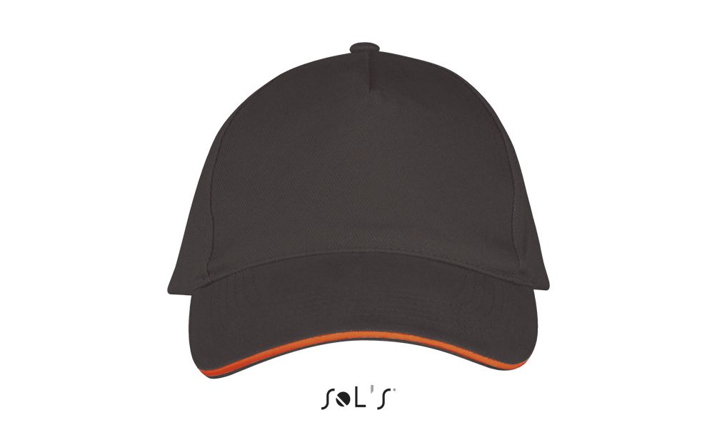 Long Beach 5 Panel Cap in Farbe Dark grey / Orange